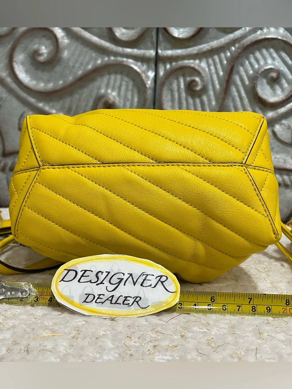 Tory Burch Yellow Kira Chevron Leather Drawstring Crossbody Bag